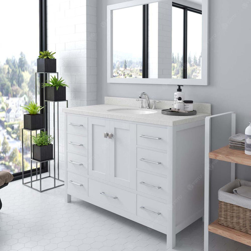 Modern Fittings Caroline Avenue 48" Single Bath Vanity with Quartz Top and Round Sink