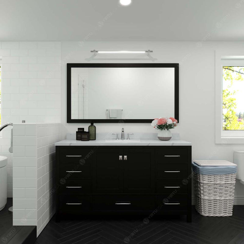 Modern Fittings Caroline Avenue 60" Single Bath Vanity Calacatta Quartz Top and Round Sink Faucet