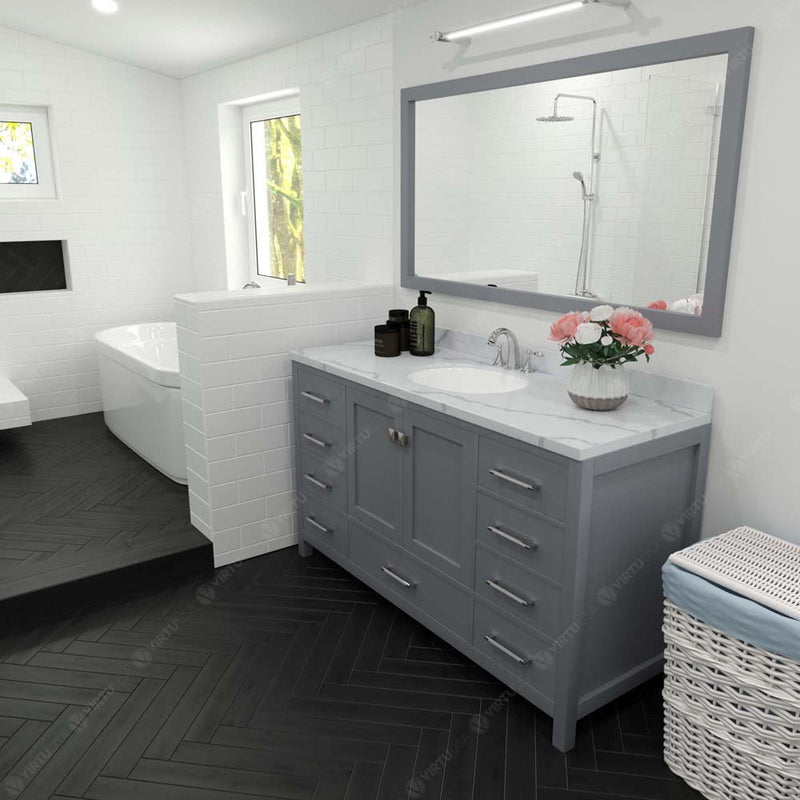 Modern Fittings Caroline Avenue 60" Single Bath Vanity with Calacatta Quartz Top and Round Sink