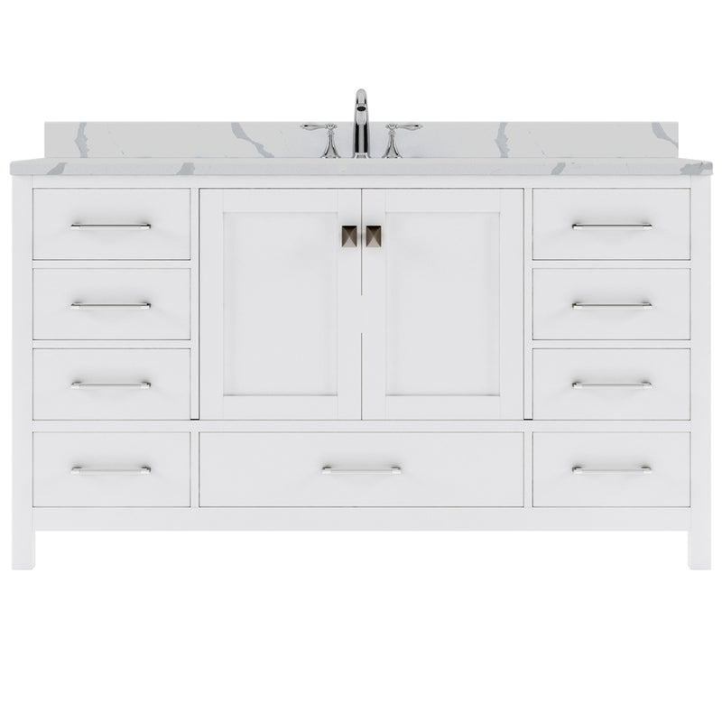 Modern Fittings Caroline Avenue 60" Single Bath Vanity with Calacatta Quartz Top and Round Sink