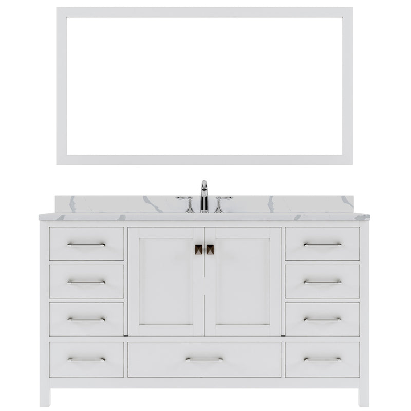 Modern Fittings Caroline Avenue 60" Single Bath Vanity with Calacatta Quartz Top and Round Sink