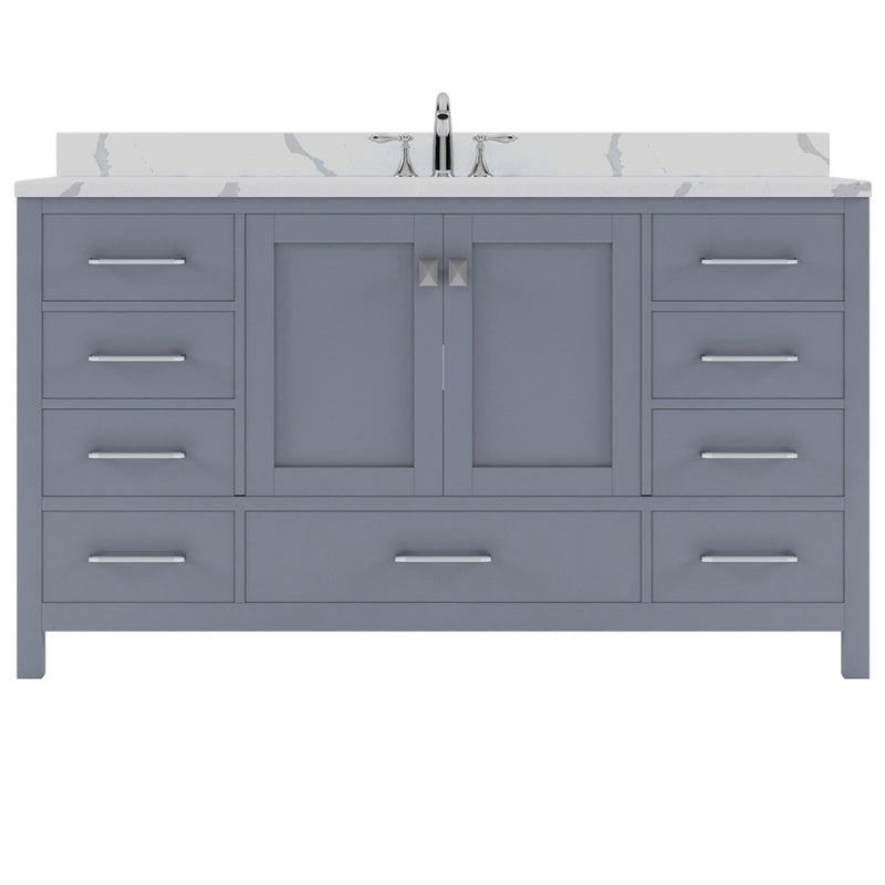 Modern Fittings Caroline Avenue 60" Single Bath Vanity with Calacatta Quartz Top and Square Sink