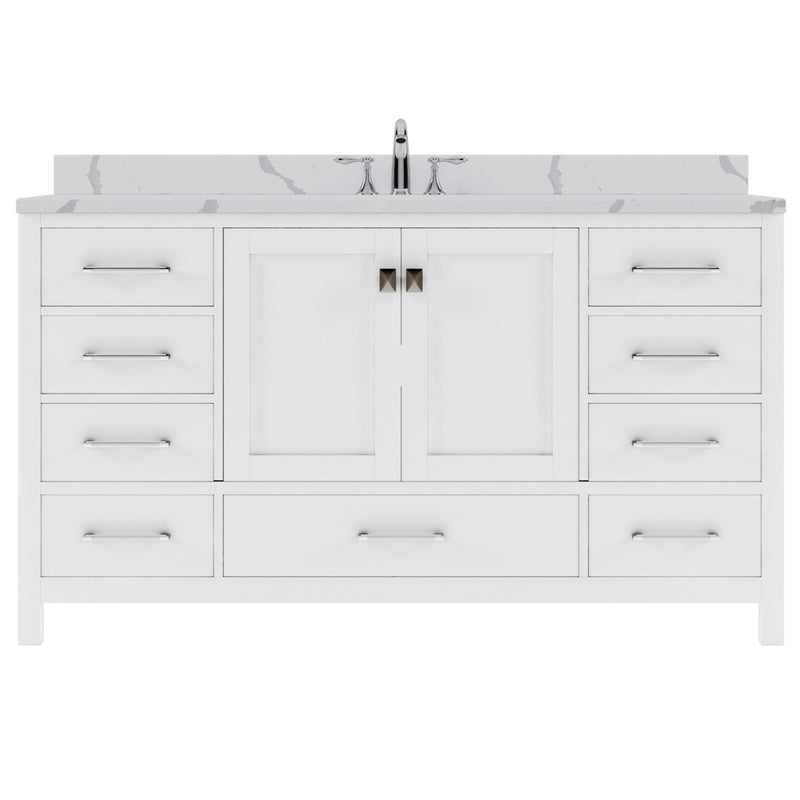 Modern Fittings Caroline Avenue 60" Single Bath Vanity with Calacatta Quartz Top and Square Sink