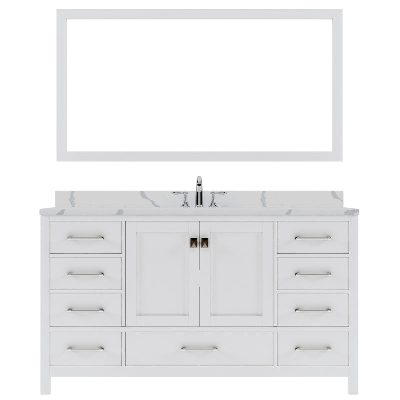 Modern Fittings Caroline Avenue 60" Single Bath Vanity with Calacatta Quartz Top and Square Sink Faucet