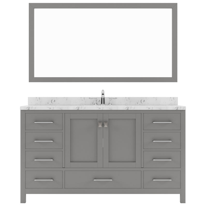 Modern Fittings Caroline Avenue 60" Single Bath Vanity with Cultured Marble Quartz Top and Round Sink Faucet