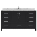 Modern Fittings Caroline Avenue 60" Single Bath Vanity with Cultured Marble Quartz Top and Round Sink