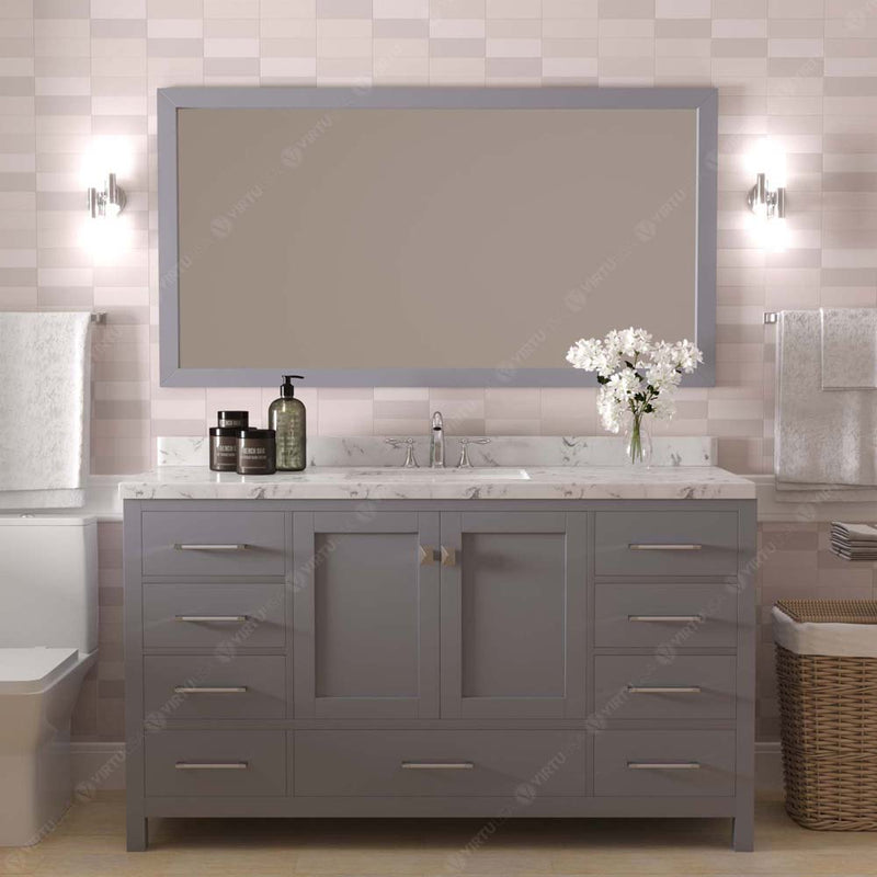 Modern Fittings Caroline Avenue 60" Single Bath Vanity with Cultured Marble Quartz Top and Round Sink