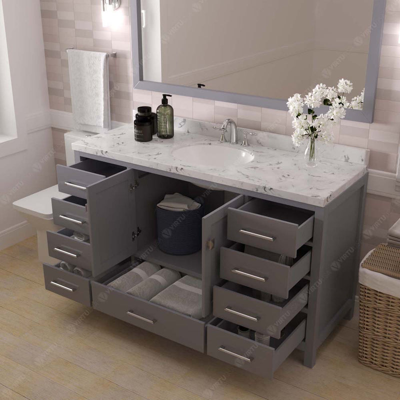 Modern Fittings Caroline Avenue 60" Single Bath Vanity with Cultured Marble Quartz Top and Round Sink