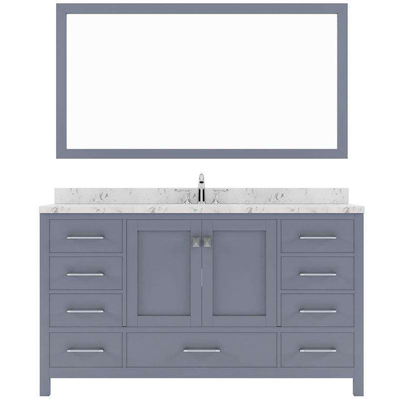 Modern Fittings Caroline Avenue 60" Single Bath Vanity with Cultured Marble Quartz Top and Round Sink