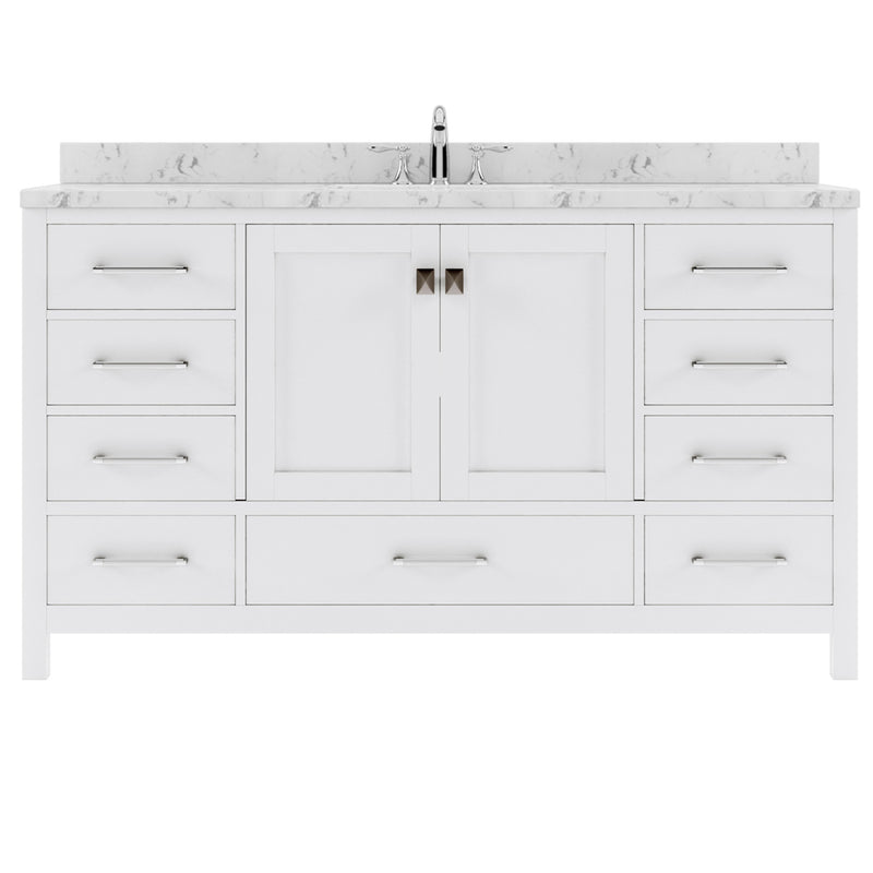 Modern Fittings Caroline Avenue 60" Single Bath Vanity with Cultured Marble Quartz Top and Round Sink