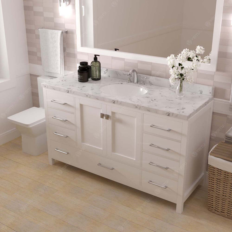 Modern Fittings Caroline Avenue 60" Single Bath Vanity with Cultured Marble Quartz Top and Round Sink