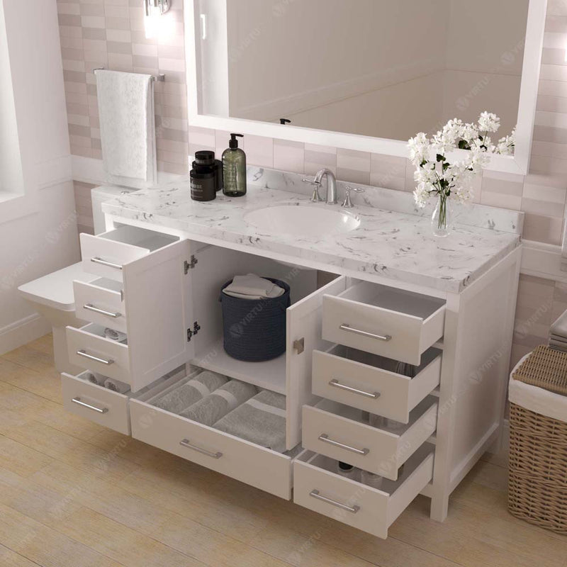 Modern Fittings Caroline Avenue 60" Single Bath Vanity with Cultured Marble Quartz Top and Round Sink