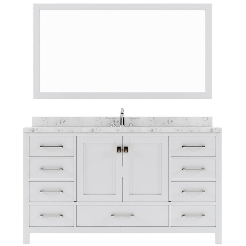 Modern Fittings Caroline Avenue 60" Single Bath Vanity with Cultured Marble Quartz Top and Round Sink Faucet