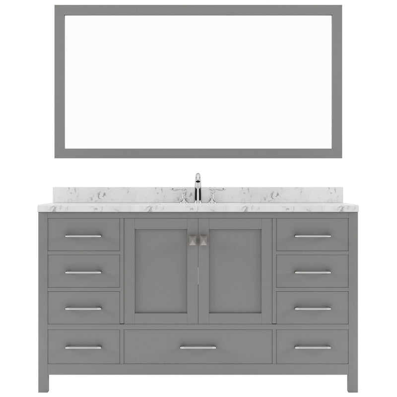 Modern Fittings Caroline Avenue 60" Single Bath Vanity with Cultured Marble Quartz Top and Square Sink Faucet