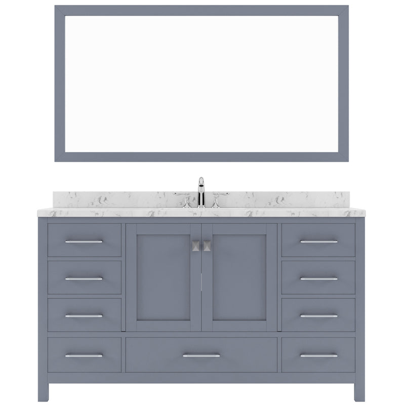 Modern Fittings Caroline Avenue 60" Single Bath Vanity with Cultured Marble Quartz Top and Square Sink Faucet