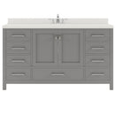 Modern Fittings Caroline Avenue 60" Single Bath Vanity with Quartz Top and Round Sink