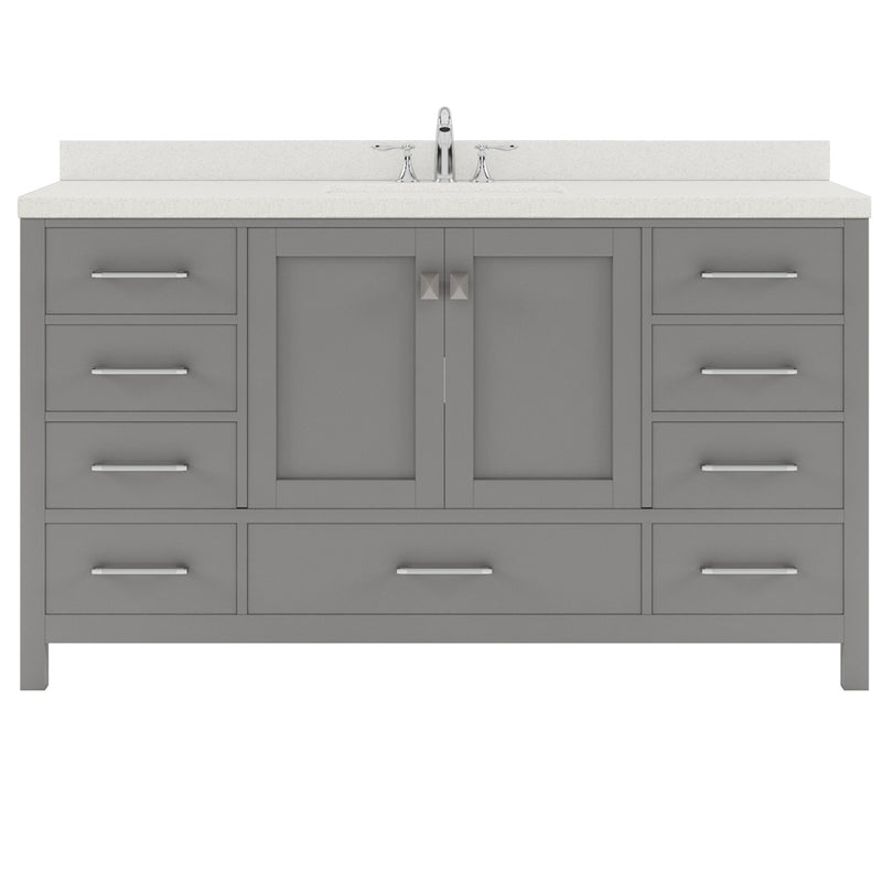 Modern Fittings Caroline Avenue 60" Single Bath Vanity with Quartz Top and Round Sink