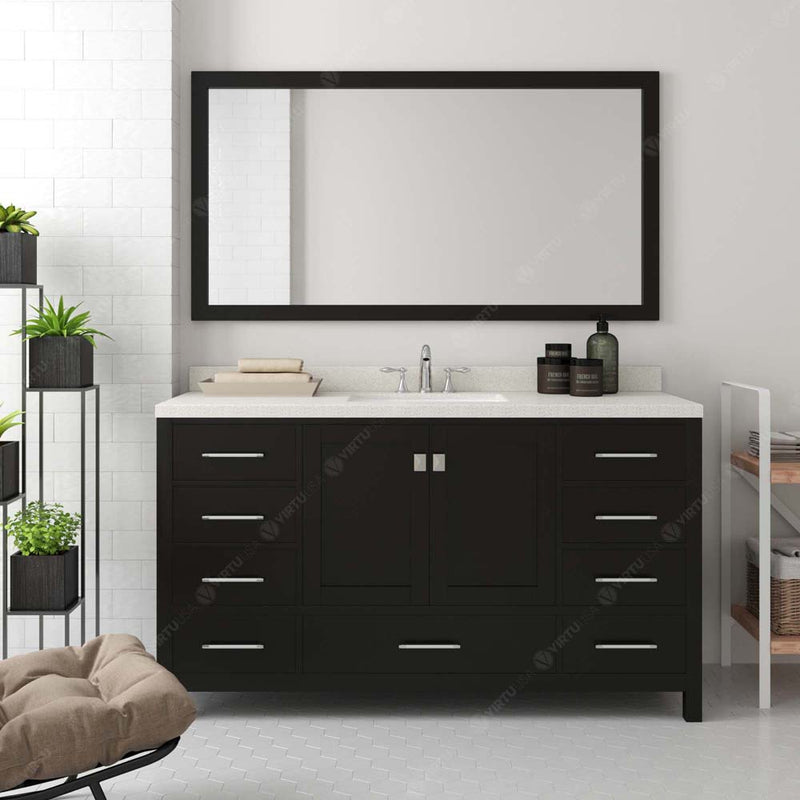 Modern Fittings Caroline Avenue 60" Single Bath Vanity with Quartz Top and Round Sink Faucet