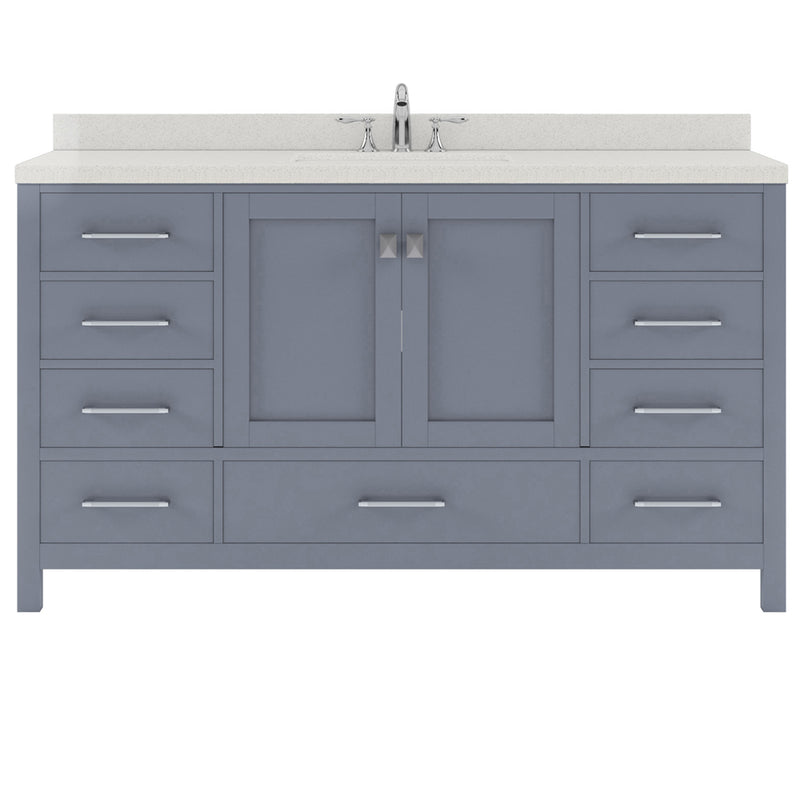 Modern Fittings Caroline Avenue 60" Single Bath Vanity with Quartz Top and Round Sink