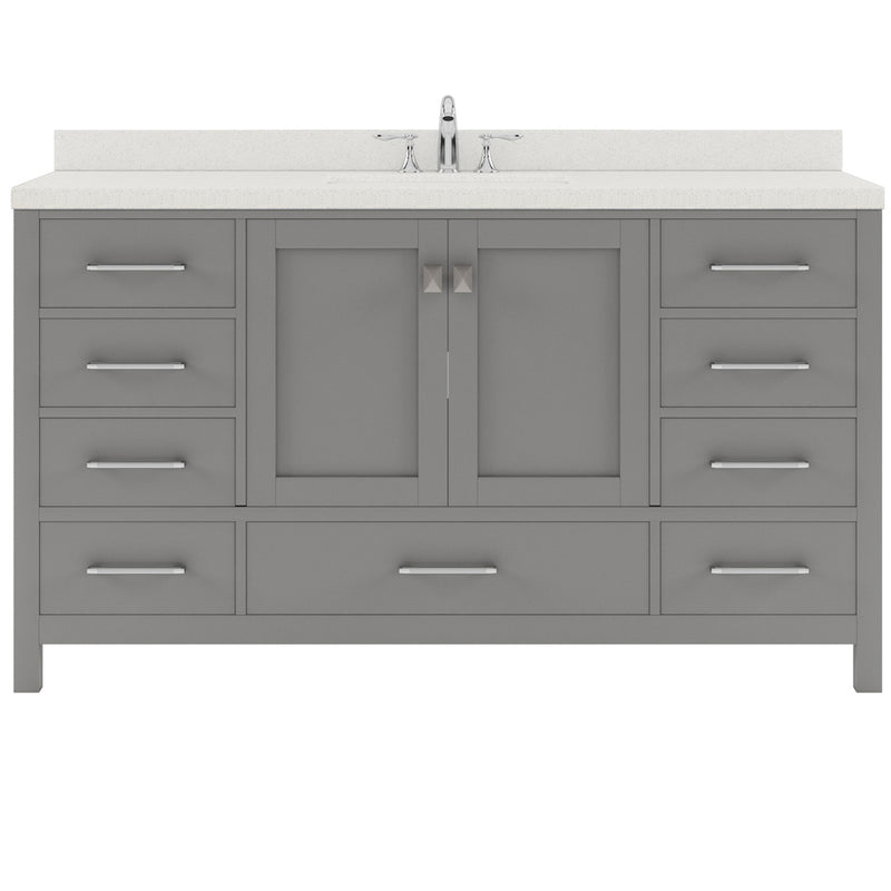 Modern Fittings Caroline Avenue 60" Single Bath Vanity with Quartz Top and Square Sink