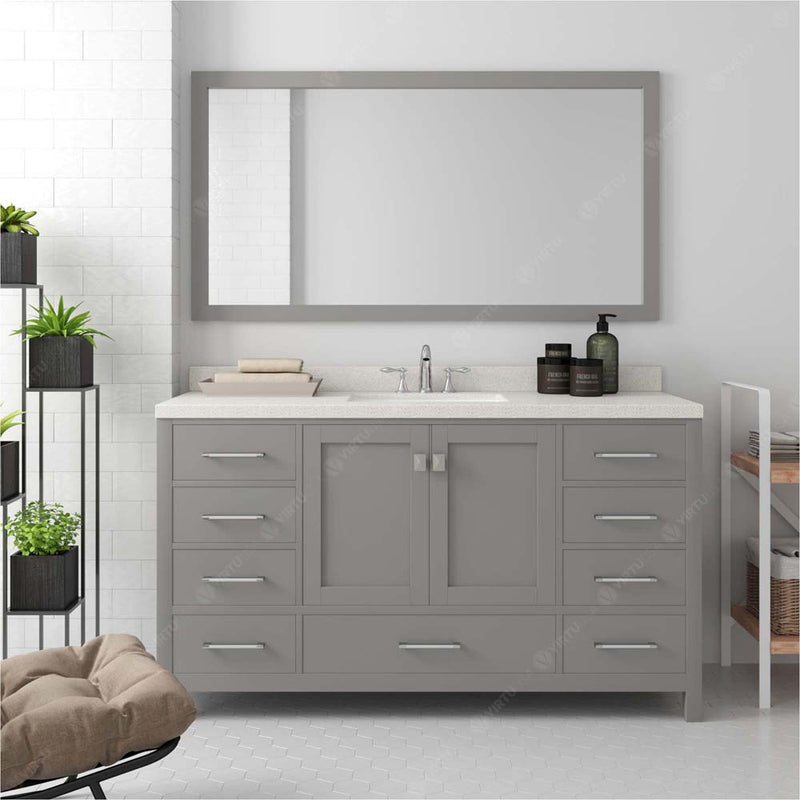 Modern Fittings Caroline Avenue 60" Single Bath Vanity with Quartz Top and Square Sink Faucet