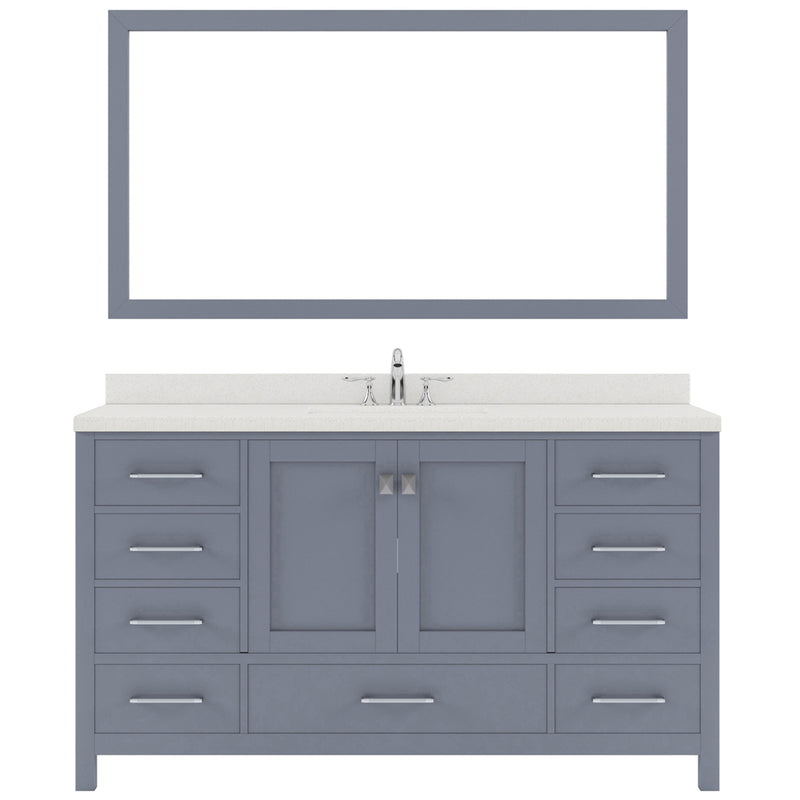 Modern Fittings Caroline Avenue 60" Single Bath Vanity with Quartz Top and Square Sink Faucet