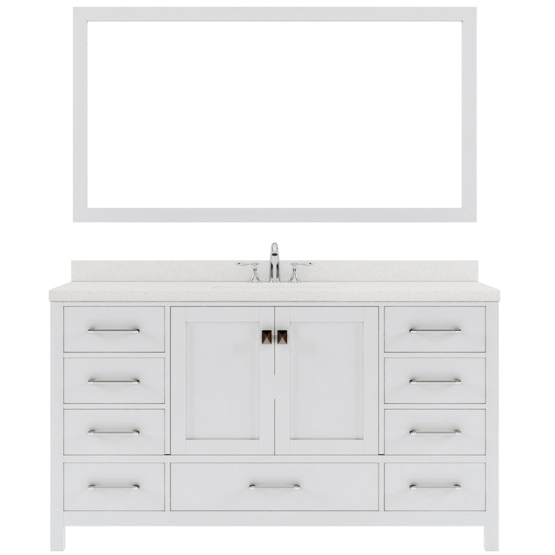 Modern Fittings Caroline Avenue 60" Single Bath Vanity with Quartz Top and Square Sink Faucet