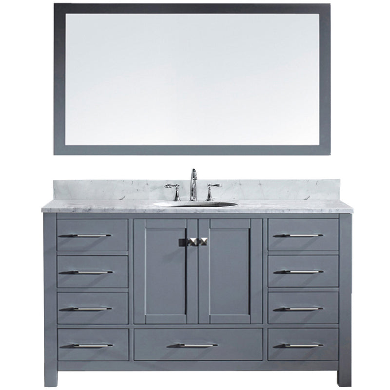 Modern Fittings Caroline Avenue 60" Single Bath Vanity with Marble Top and Round Sink Faucet