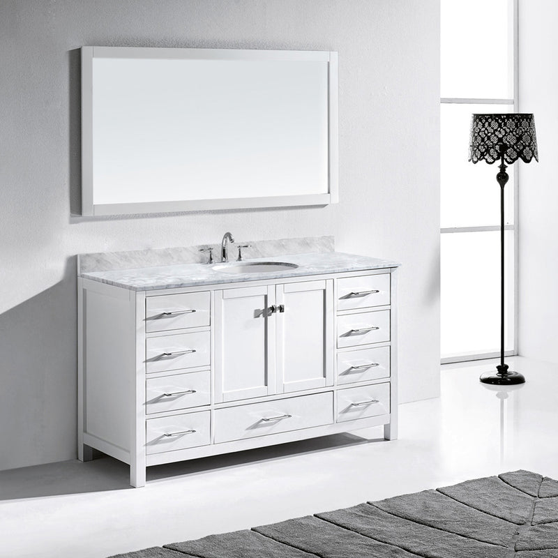 Modern Fittings Caroline Avenue 60" Single Bath Vanity with Marble Top and Round Sink Faucet