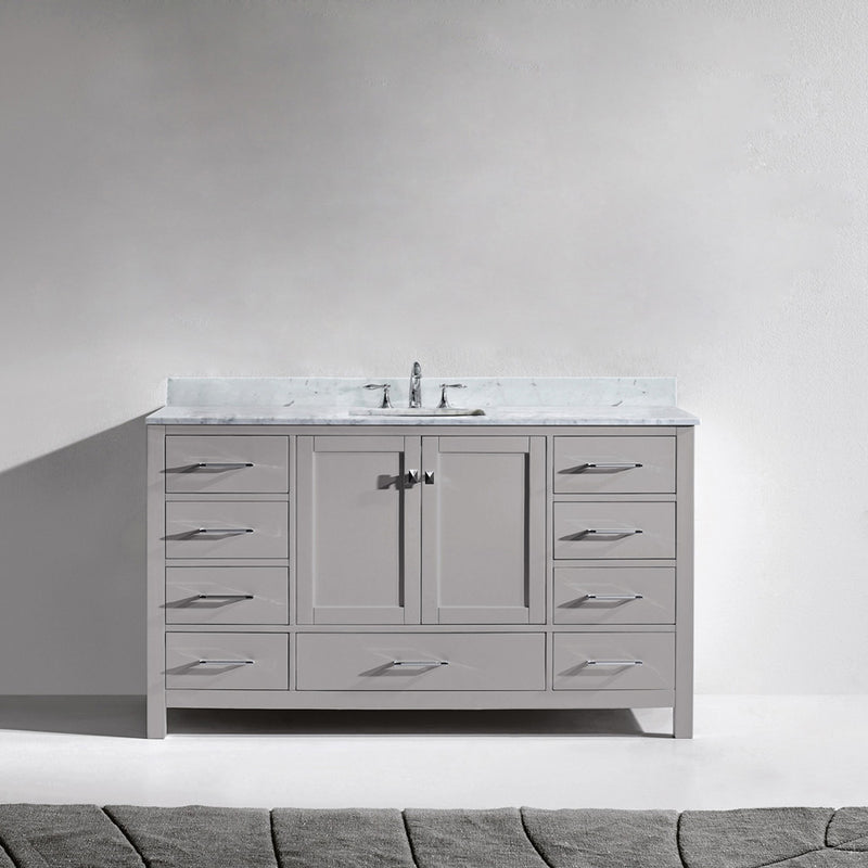 Modern Fittings Caroline Avenue 60" Single Bath Vanity with Marble Top and Square Sink