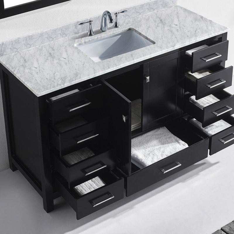 Modern Fittings Caroline Avenue 60" Single Bath Vanity with Marble Top and Square Sink Faucet