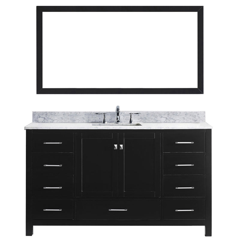 Modern Fittings Caroline Avenue 60" Single Bath Vanity with Marble Top and Square Sink Faucet