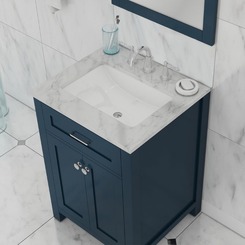 Alya Bath Norwalk 24" Vanity Blue with Carrera Marble Top HE-101-24-B-CWMT