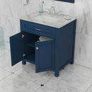 Alya Bath Norwalk 30" Vanity Blue with Carrera Marble Top HE-101-30-B-CWMT