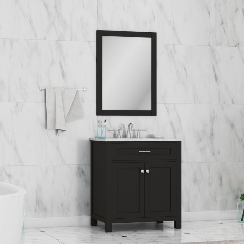 Alya Bath Norwalk 30" Vanity Espresso with Carrera Marble Top HE-101-30-E-CWMT