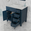 Alya Bath Norwalk 36" Drawer Vanity Blue with Carrera Marble Top HE-101-36-DR-B-CWMT