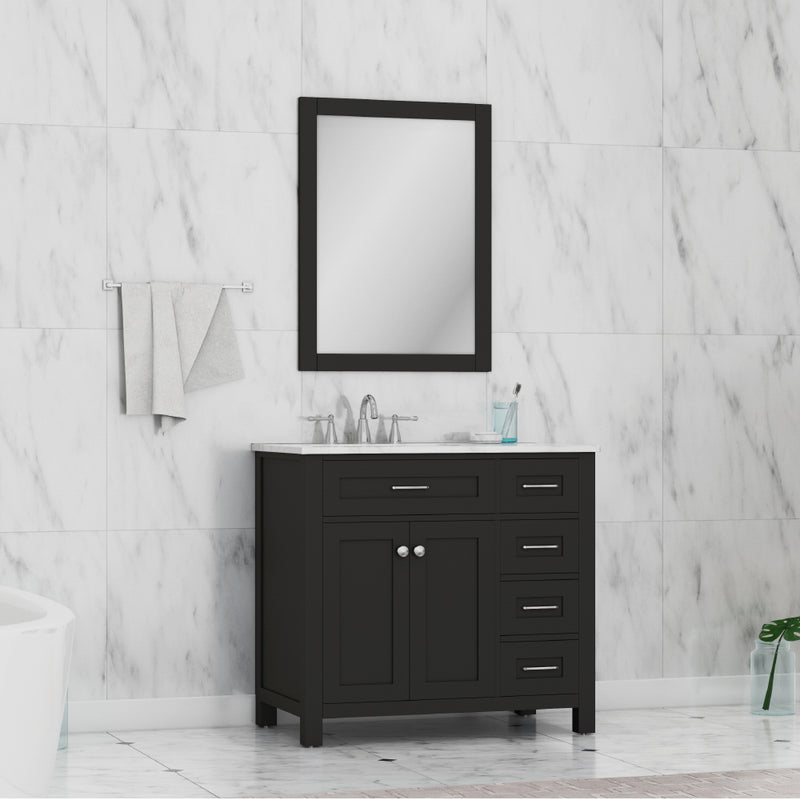 Alya Bath Norwalk 36" Drawer Vanity Espresso with Carrera Marble Top HE-101-36-DR-E-CWMT