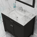 Alya Bath Norwalk 36" Vanity Espresso with Carrera Marble Top HE-101-36-E-CWMT