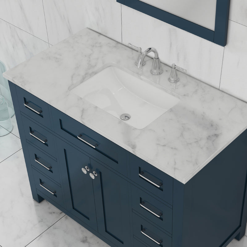 Alya Bath Norwalk 42" Vanity Blue with Carrera Marble Top HE-101-42-B-CWMT