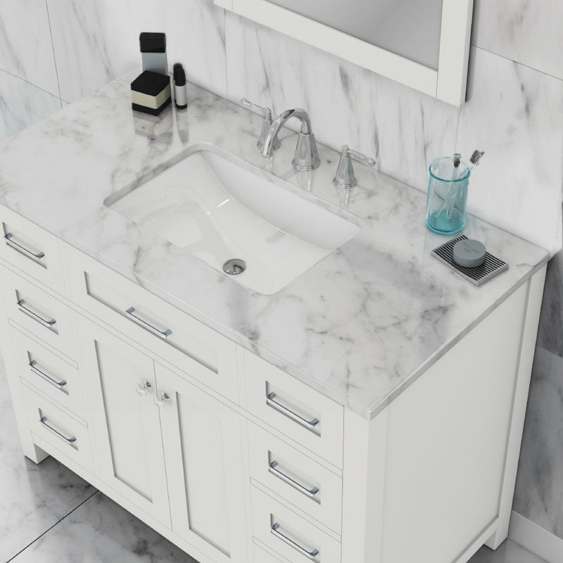 Alya Bath Norwalk 42" Vanity White with Carrera Marble Top HE-101-42-W-CWMT