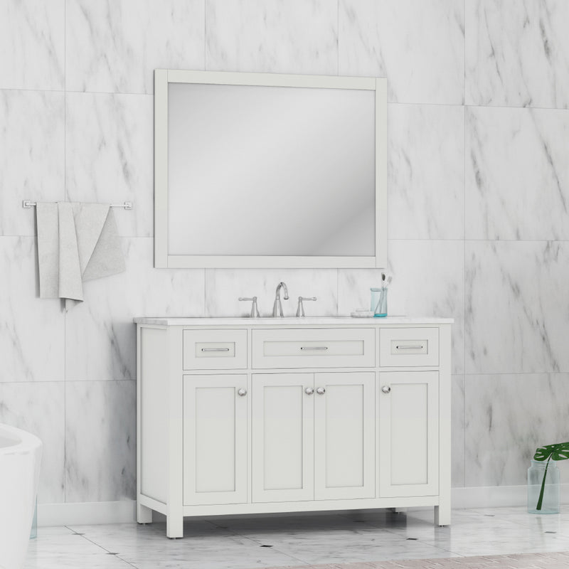 Alya Bath Norwalk 48" Vanity White with Carrera Marble Top HE-101-48-W-CWMT