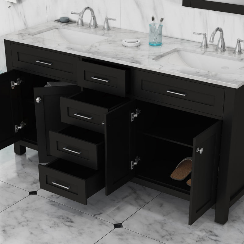 Alya Bath Norwalk 60" Double Vanity Espresso with Carrera Marble Top HE-101-60D-E-CWMT