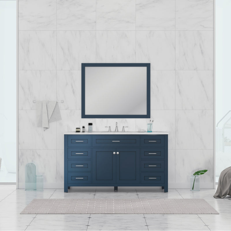 Alya Bath Norwalk 60" Single Vanity Blue with Carrera Marble Top HE-101-60S-B-CWMT