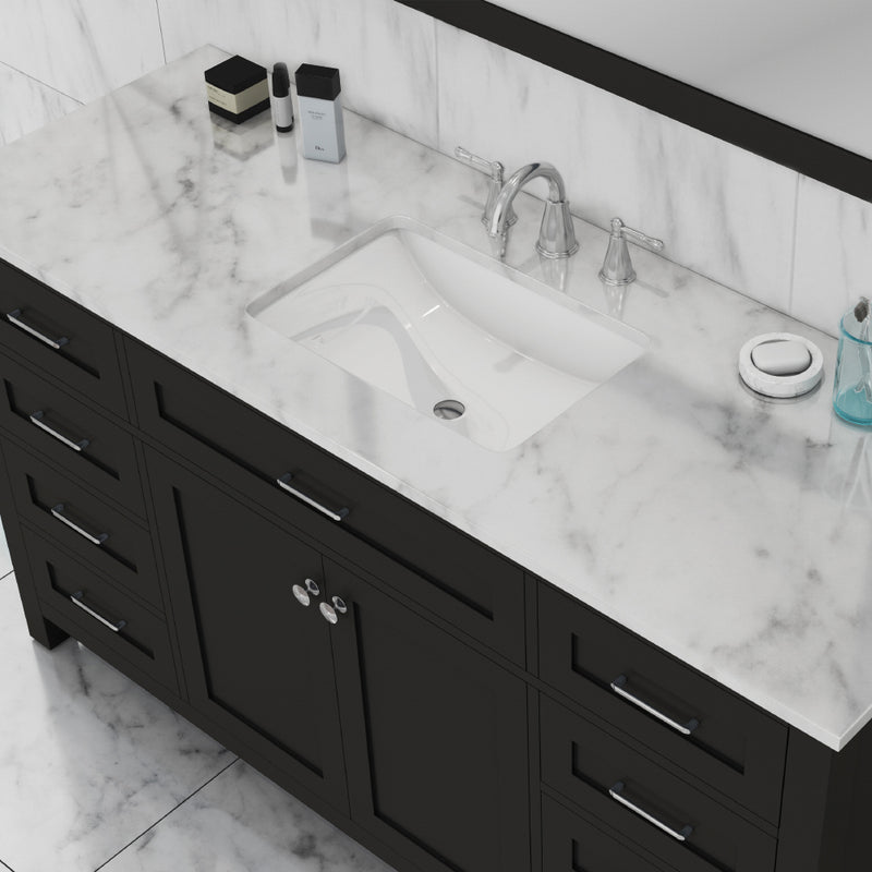 Alya Bath Norwalk 60" Single Vanity Espresso with Carrera Marble Top HE-101-60S-E-CWMT