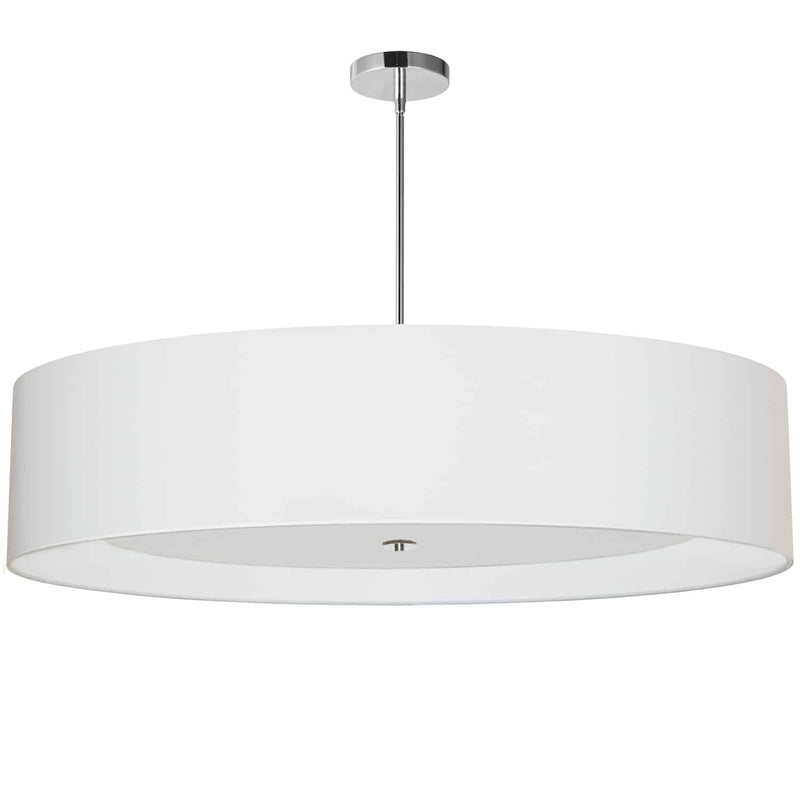 Dainolite 6 Light Polished Chrome Helena Pendant with White Shade and White Fabric Diffuser HEL-406P-PC-WH