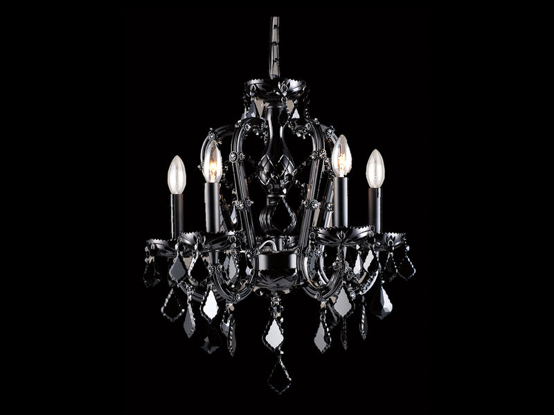 Avenue Lighting Onyx Ln. Collection Black 5 Light Mini Crystal Chandelier Hanging Chandelier Black Crystal HF1037-BLK