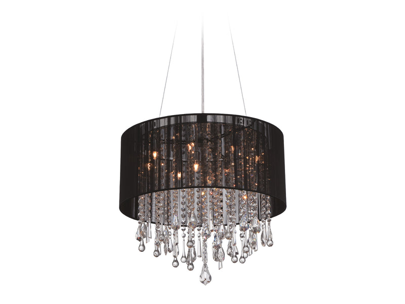 Avenue Lighting Beverly Dr. Collection Round Black Silk String Shade And Crystal Dual Mount Dual Mount/Flush & Hanging Black Silk String HF1500-BLK