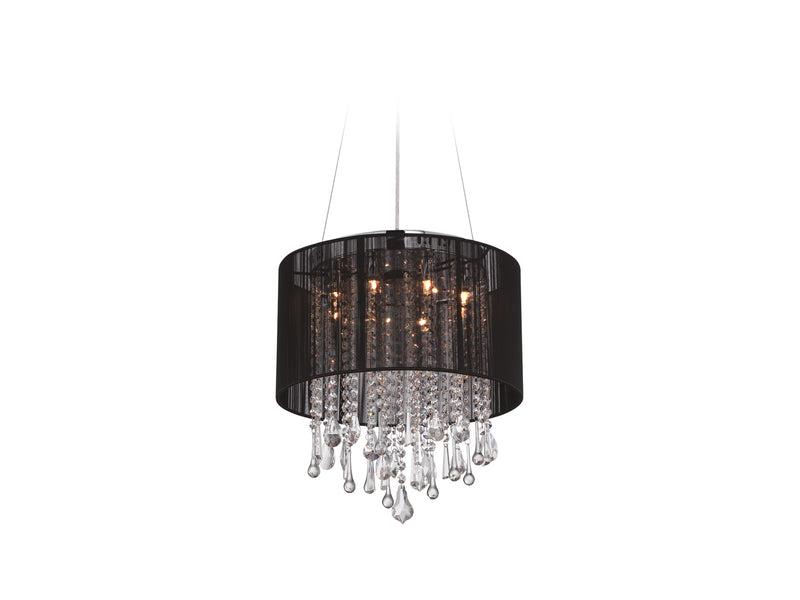 Avenue Lighting Beverly Dr. Collection Round Black Silk String Shade And Crystal Dual Mount Dual Mount/Flush & Hanging Black Silk String HF1501-BLK