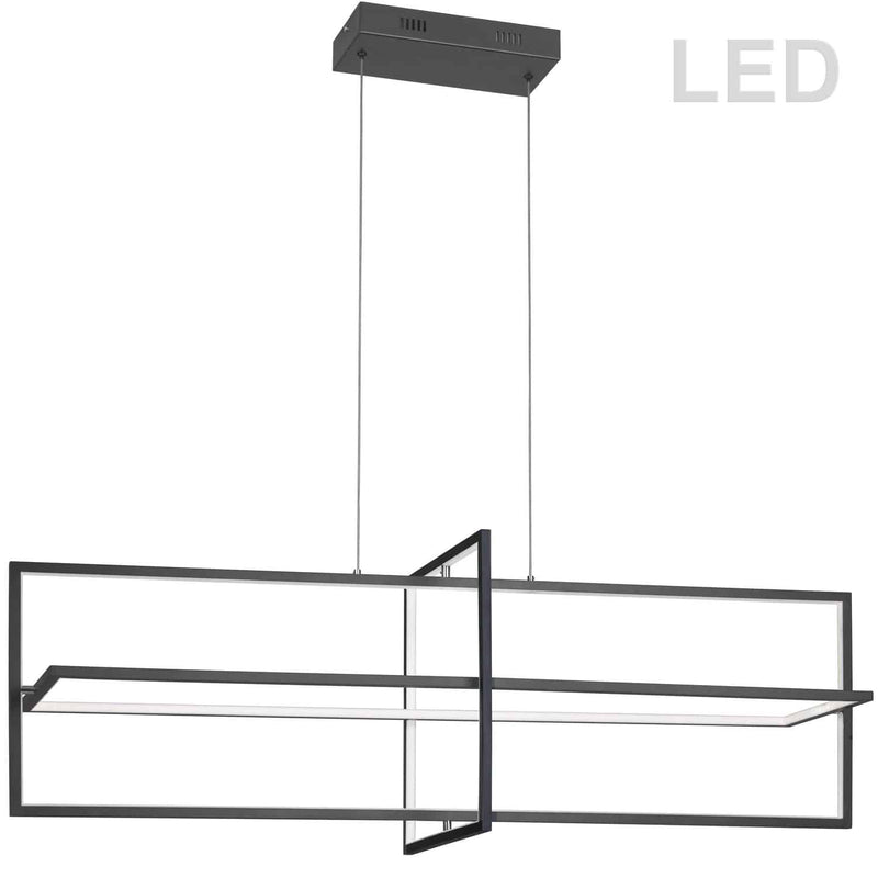 Dainolite 55W Horizontal Chandelier Matte Black with White Acrylic Diffuser HIL-4255LEDHC-MB