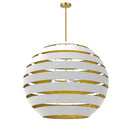 Dainolite 4 Light Chandelier Aged Brass with White and Gold Shade HUL-364C-AGB-692